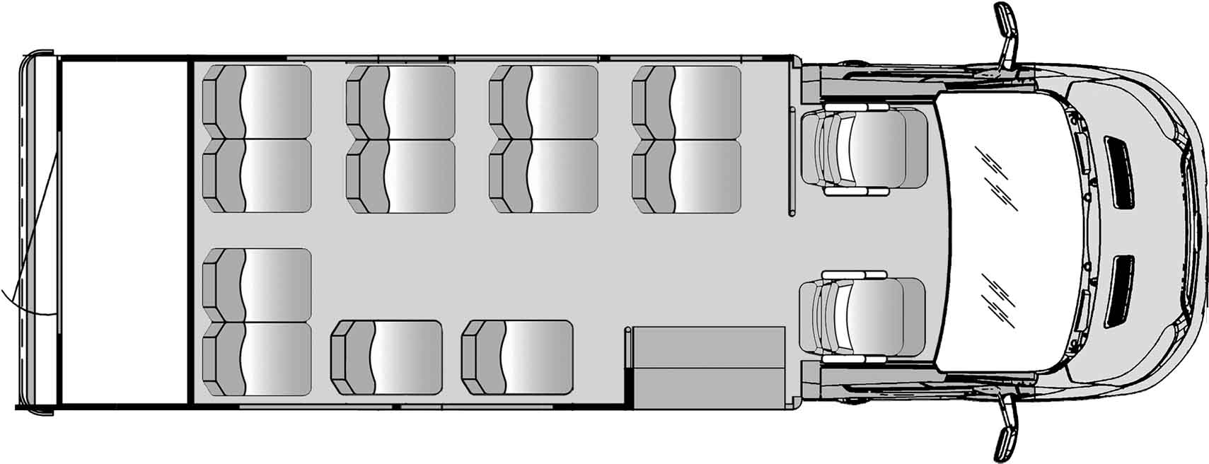 12 Passenger With Rear Luggage Plus Driver And Copilot Floorplan Image